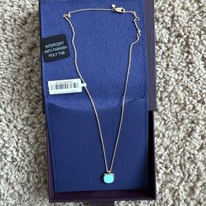 MONICA VINADER Gold Necklace with Turquoise Charm 16-18”